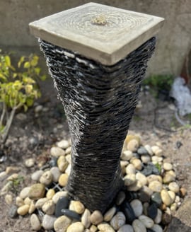 Twisted Slate Column Water Feature 90cm