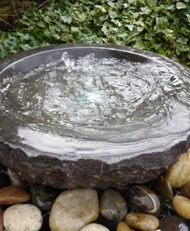 Small Babbling Bowl Black Limestone Water Feature