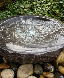 Small Babbling Bowl Black Limestone Water Feature