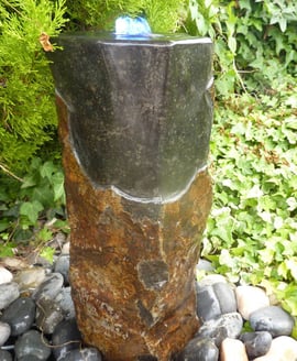 Large Polished Basalt Column Water Feature with Plinth