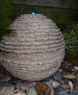 Large Rustic Sphere Pink Granite Sphere Water Feature