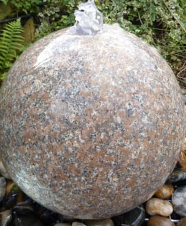 Pink Polished Granite Sphere Water Feature