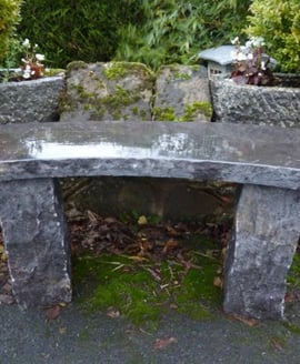 Curved Black Limestone Garden Bench