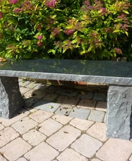 Rustic Black Granite Garden Bench