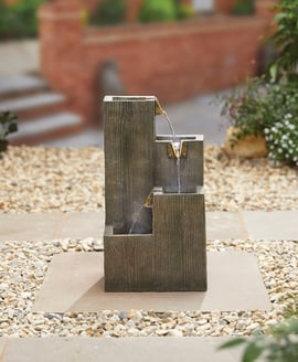 Wooded Pillars Water Feature with LED