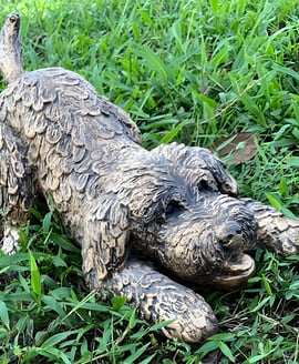 Playful Cockapoo Garden Ornament in Bronze Finish