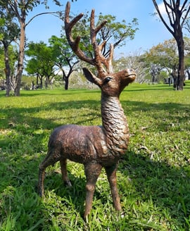 Small Standing Stag Garden Ornament in Bronze