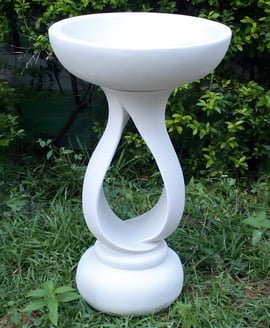 Contemporary Bird Bath in White