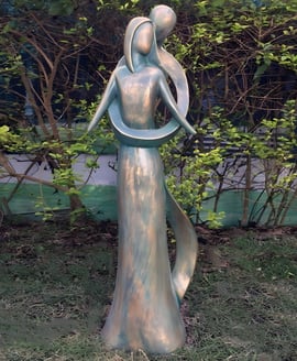 Infinite Love Garden Statue in Verdigris