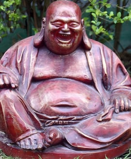 Laughing Buddha Garden Ornament in Red