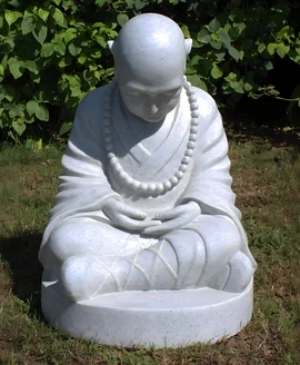 Small Meditating Monk Garden Ornament in Granite