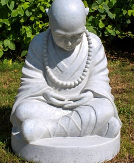 Small Meditating Monk Garden Ornament in Granite
