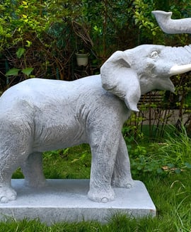 Roaring Elephant Garden Ornament in Granite