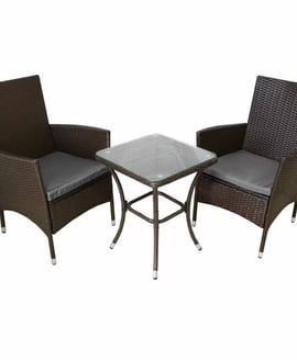 Radiant 3 Piece Rattan Bistro Set Brown