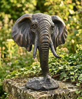 Elephant Head Metal Garden Ornament       