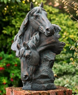 Horse Heads Garden Ornament