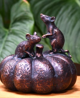 Mice On Pumpkin Metal Garden Ornament