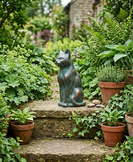 Sitting Cat Metal Garden Ornament