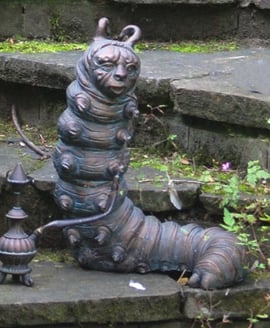 Wonderland Caterpillar Garden Ornament – Aged Verde
