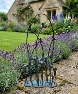 Cast Iron Giraffe Family Garden Ornament