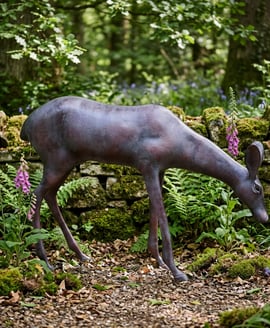 Grazing Doe Garden Sculpture Ornament Large