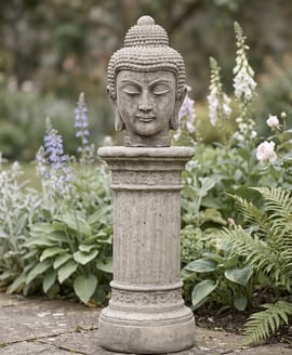 Buddha Head Stone Statue Medium