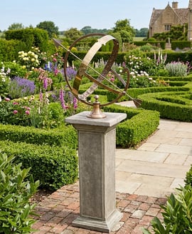 Large Armillary on Athenian Stone Garden Pedestal