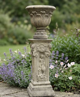 Vienna Cherub Motif Stone Garden Pedestal