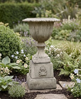Vienna Emblem Motif Stone Garden Pedestal