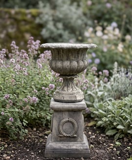 Vienna Laurel Motif Stone Garden Pedestal