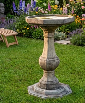 Plain Pedestal Stone Birdbath