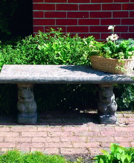 Straight Plain Stone Garden Bench