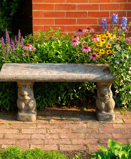 Straight Plain Stone Garden Bench