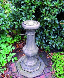 Brass Sundial on Stone Garden Pedestal