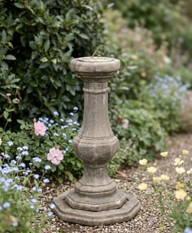 Brass Sundial on Stone Garden Pedestal