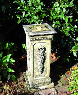 Brass Sundial on Floral Stone Garden Pedestal