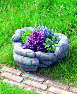 Cupped Hands Stone Garden Planter