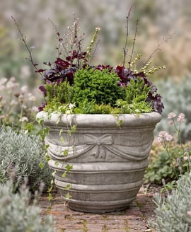Large Draped Stone Garden Vase