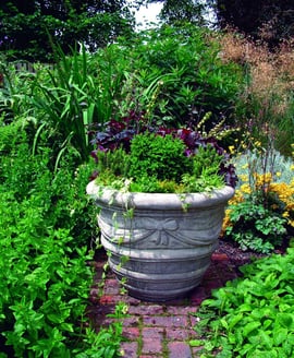 Large Draped Stone Garden Vase