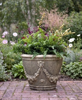 Large Swaggered Stone Garden Vase
