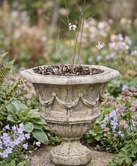 Octagonal Draped Stone Vase
