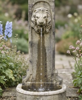 Proud Lion Upright Stone Fountain