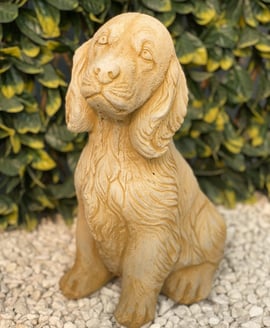Loyal Spaniel Garden Ornament in Sandstone