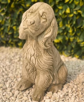 Loyal Spaniel Garden Ornament in Stone