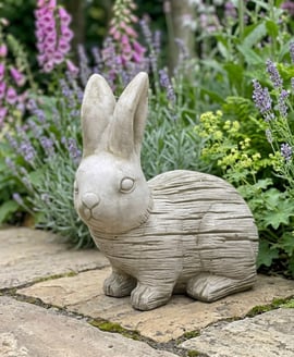 Sitting Rabbit Garden Ornament in Stone