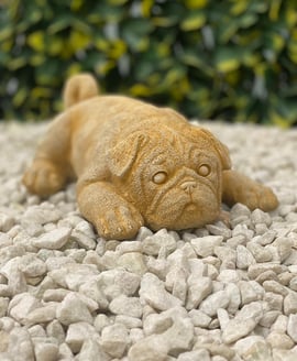 Sleeping Puppy Garden Ornament in Sandstone