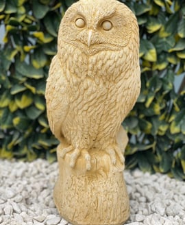 Wise Barn Owl Garden Ornament in Sandstone