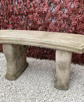 Curved Leaf Stone Garden Bench in Stone