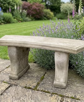 Curved Leaf Stone Garden Bench in Stone