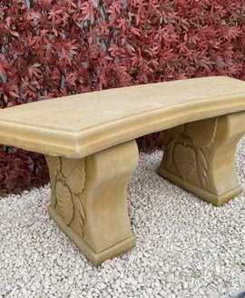 Curved Leaf Stone Garden Bench in Sandstone